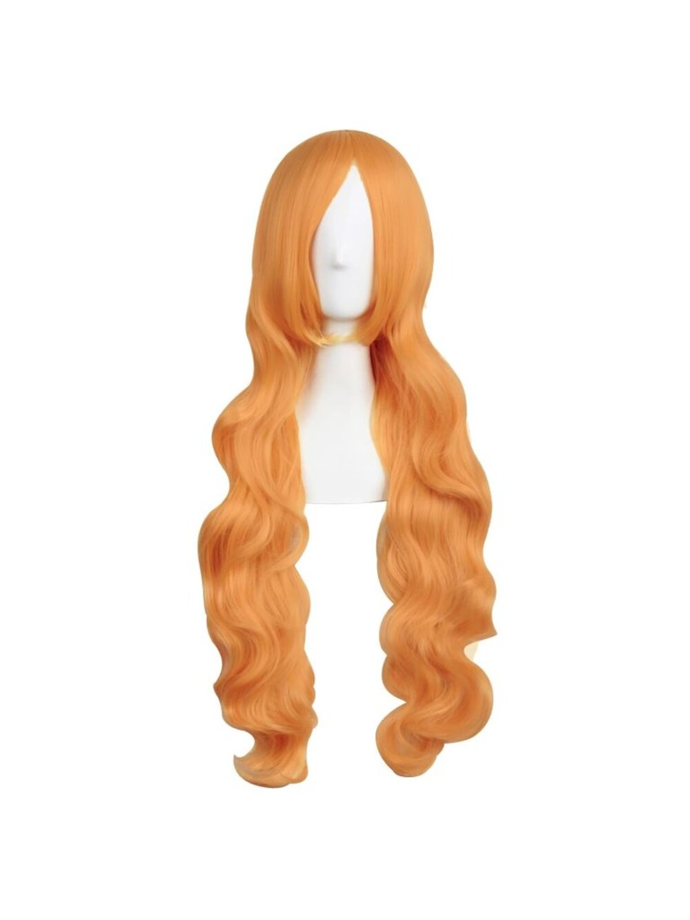 Women's Orange 32 Inch Long Hair Spiral Curly Cosplay Wigs With Side Bangs
